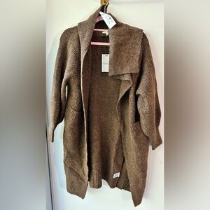 Promesa, Brown Open Front Longline Cardigan, Size S | 0812